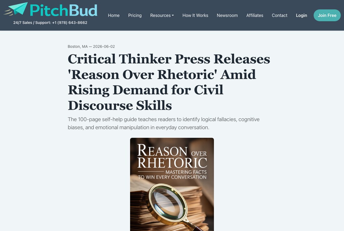 Press release — published — real AuthorPass example for Reason Over Rhetoric