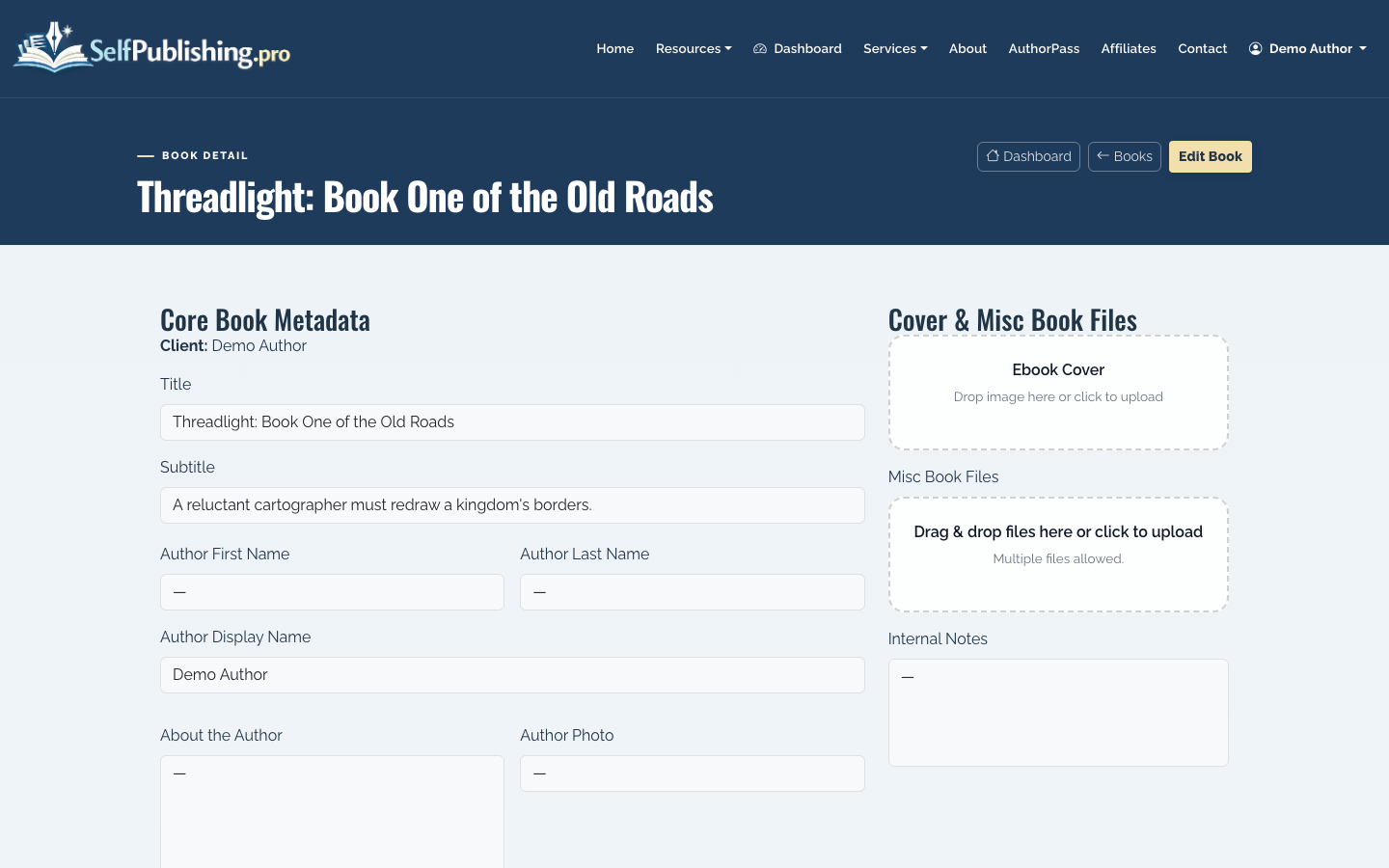 Use the book detail page to confirm which formats need ISBNs.