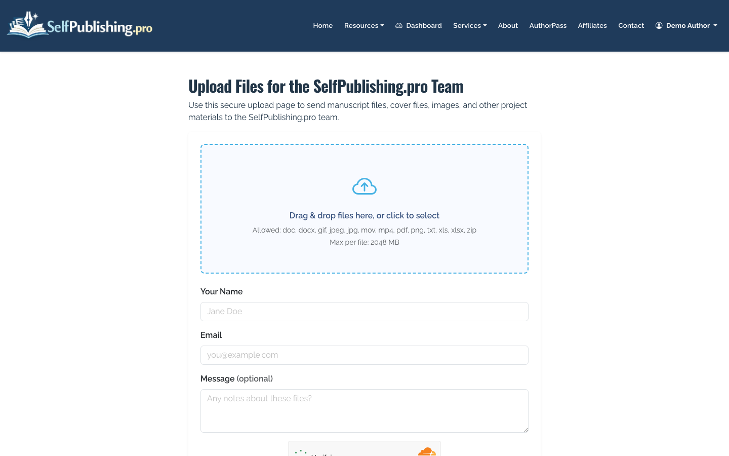 Upload manuscript and asset files for publishing support