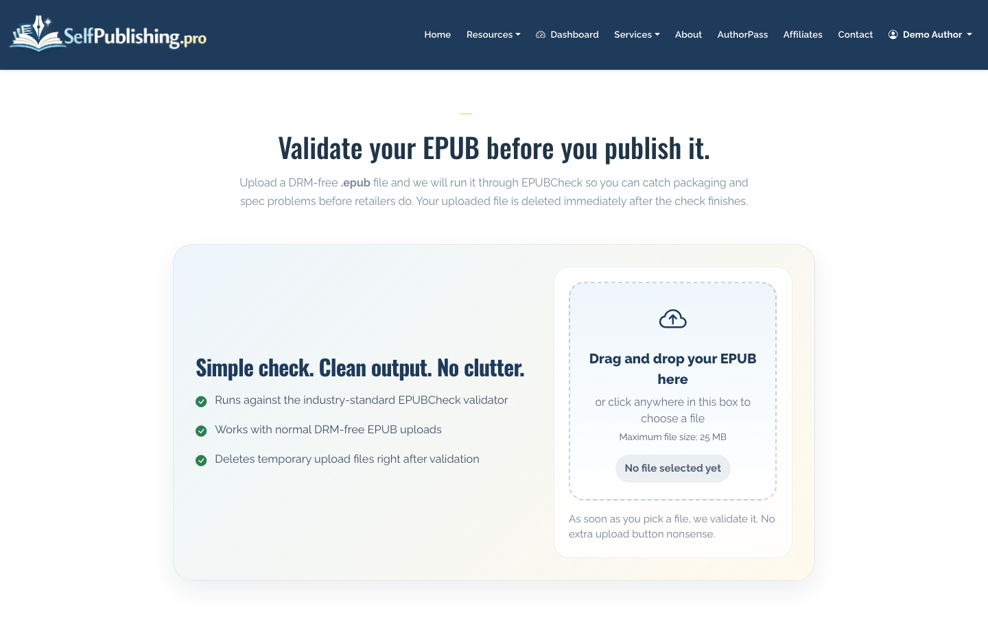 Validate EPUB files before retailer upload