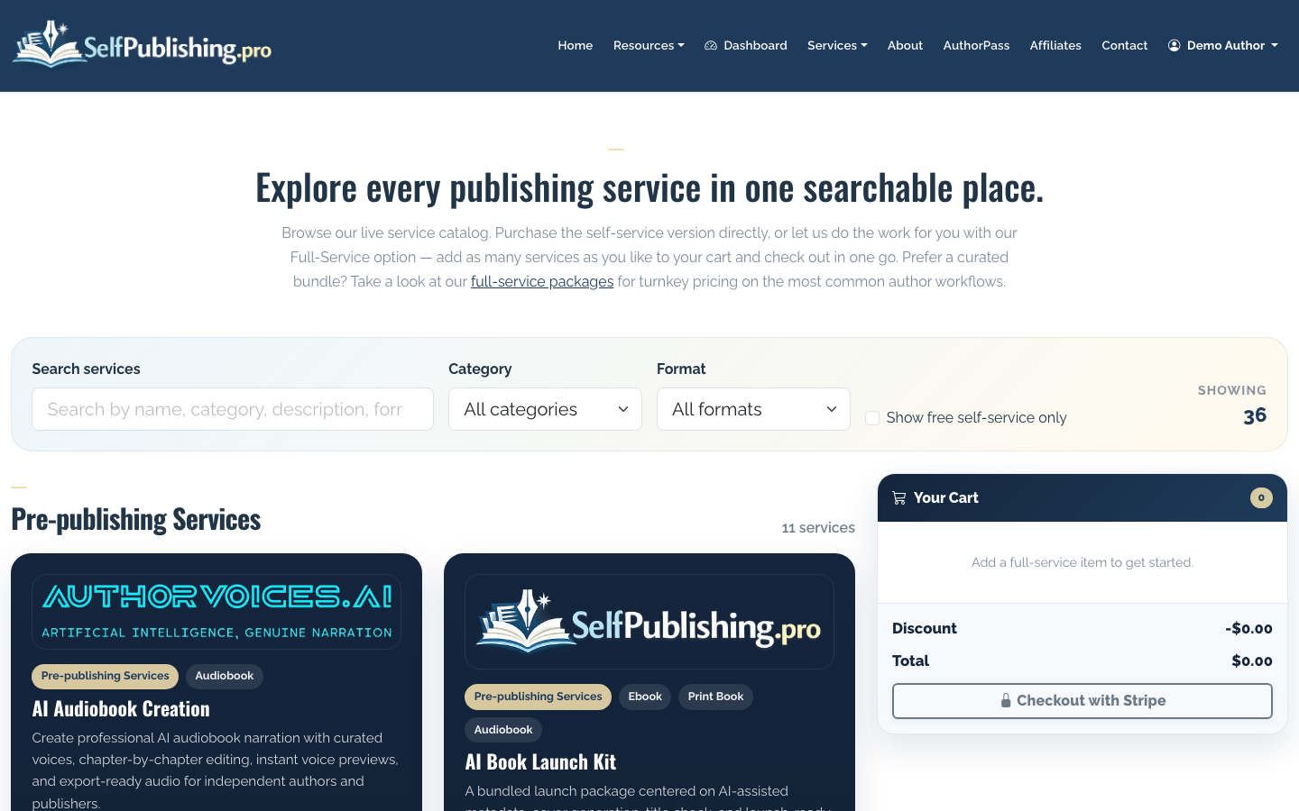 Choose à-la-carte services for specific publishing tasks.