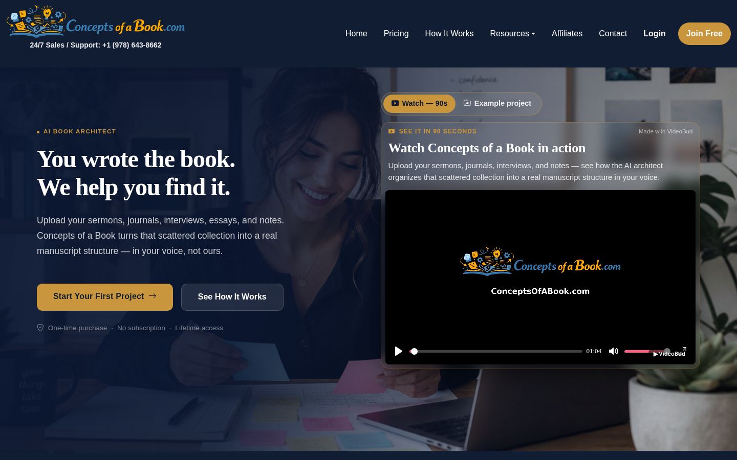 Top fold of the Book Creation from Your Notes website