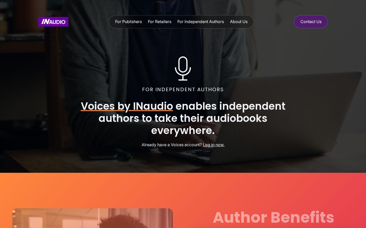 Top fold of the Audiobook Distribution - Multi Platform, Non-exclusive website