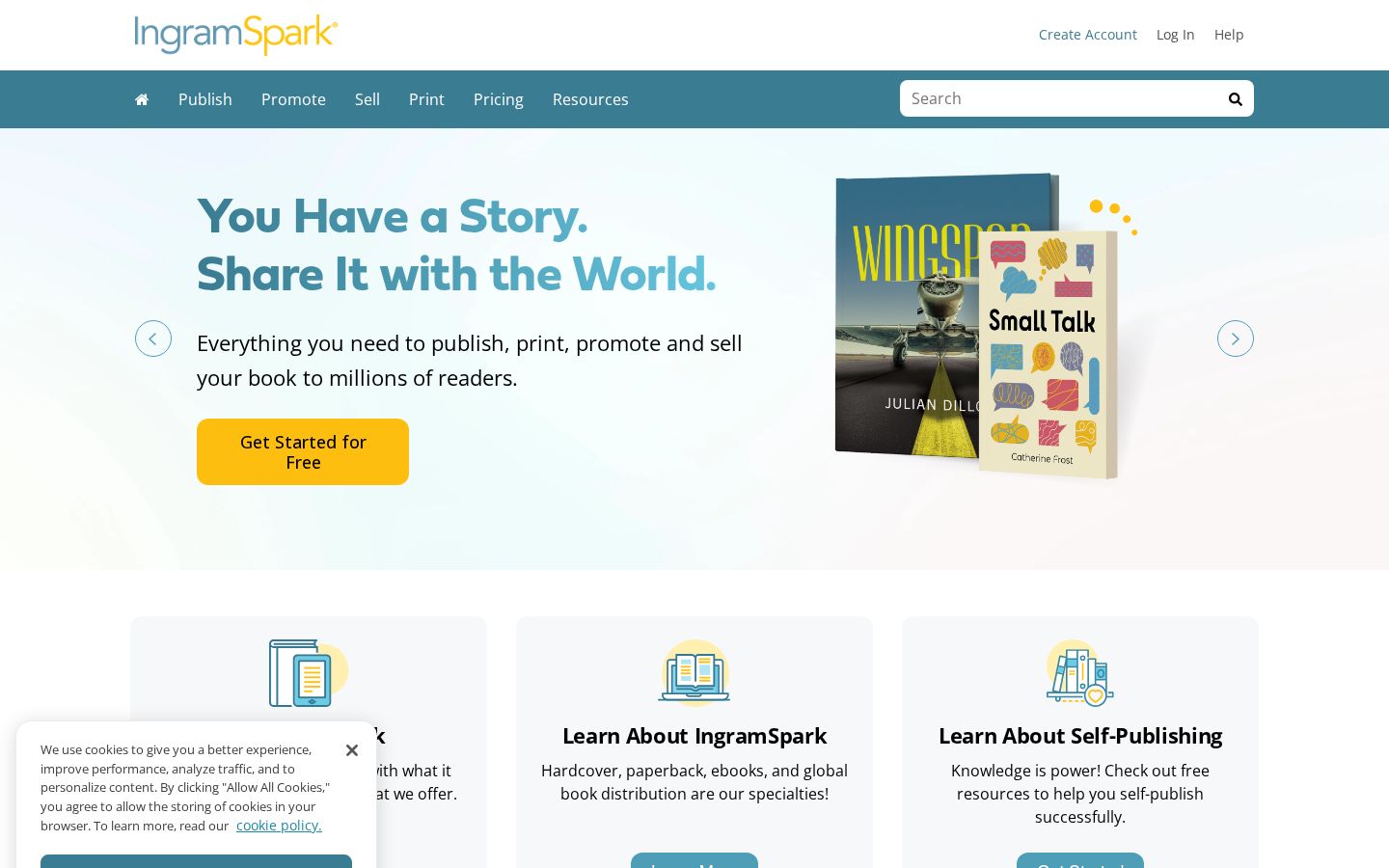 Top fold of the Ebook Distribution website