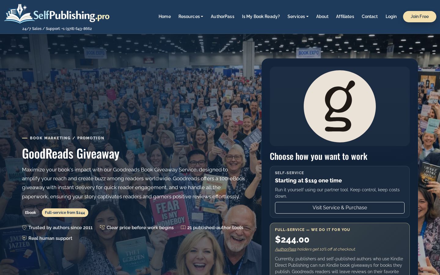 Top fold of the GoodReads Giveaway website