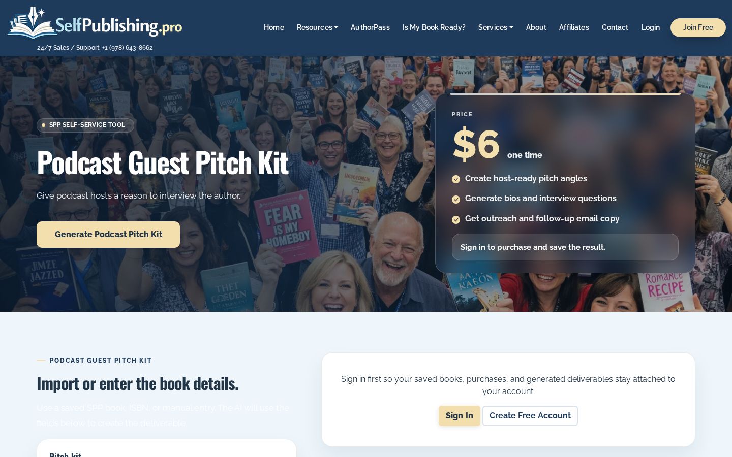 Top fold of the Podcast Guest Pitch Kit website