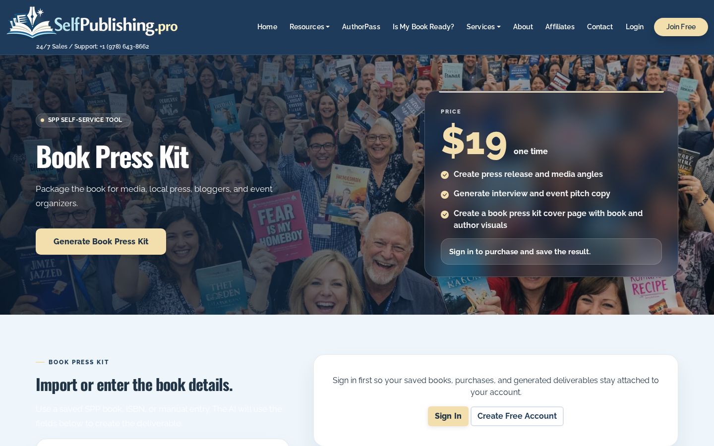 Top fold of the PR Kit website