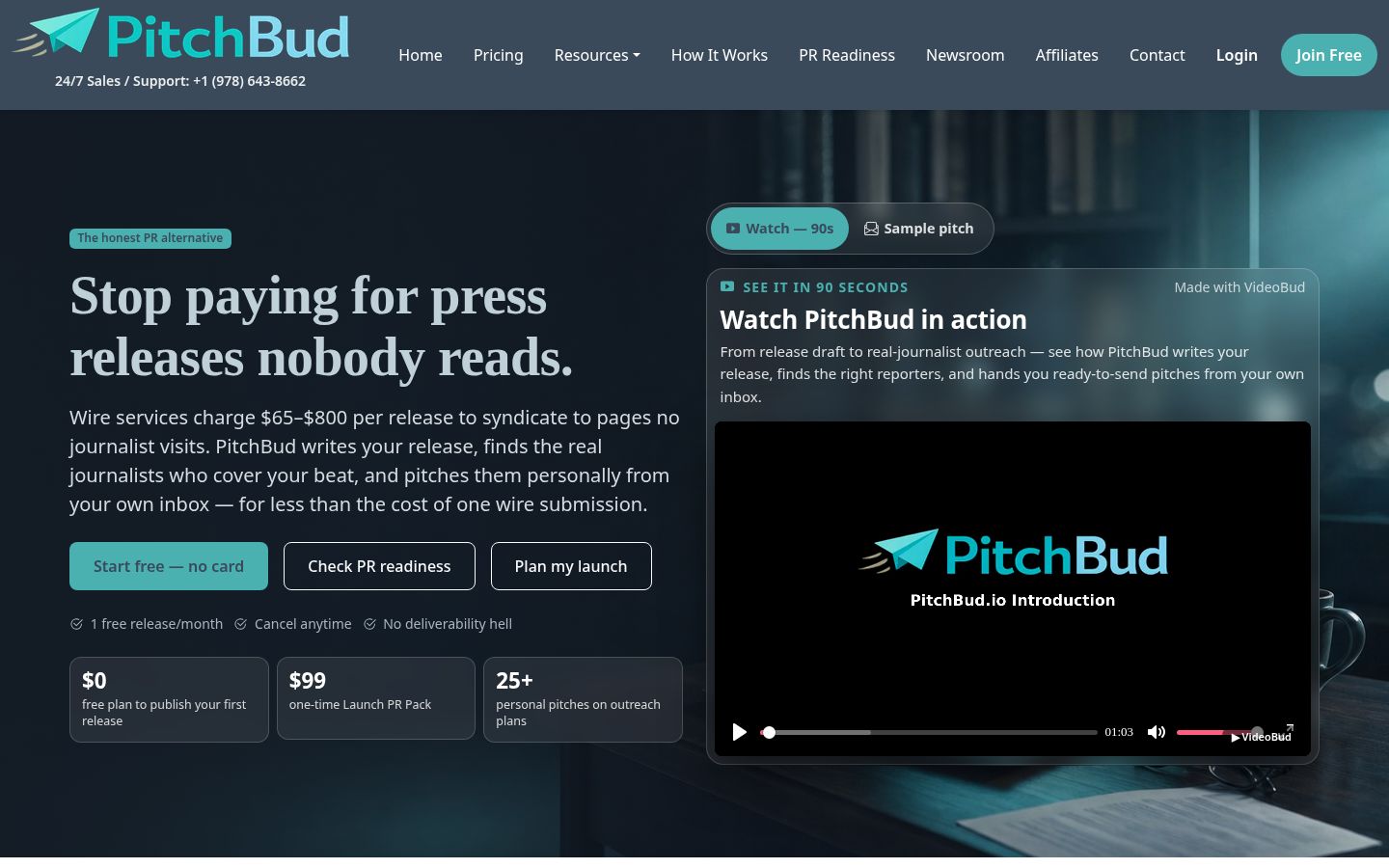 Top fold of the Book Press Release website