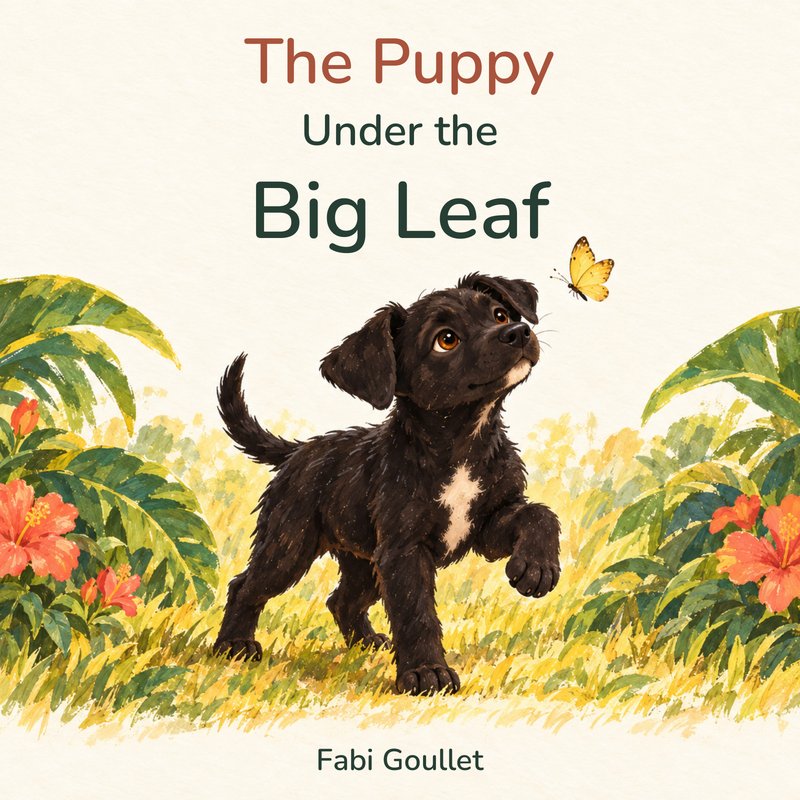 The Puppy Under the Big Leaf